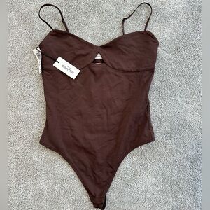 Aritzia Contour Brown Spaghetti Strap Bodysuit